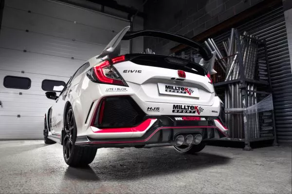 Milltek Sport Abgasanlage ab Kat für Honda Civic Type R FK8 2.0 i-VTEC (Modelle mit & ohne OPF) (Variante: Titan Endrohre)